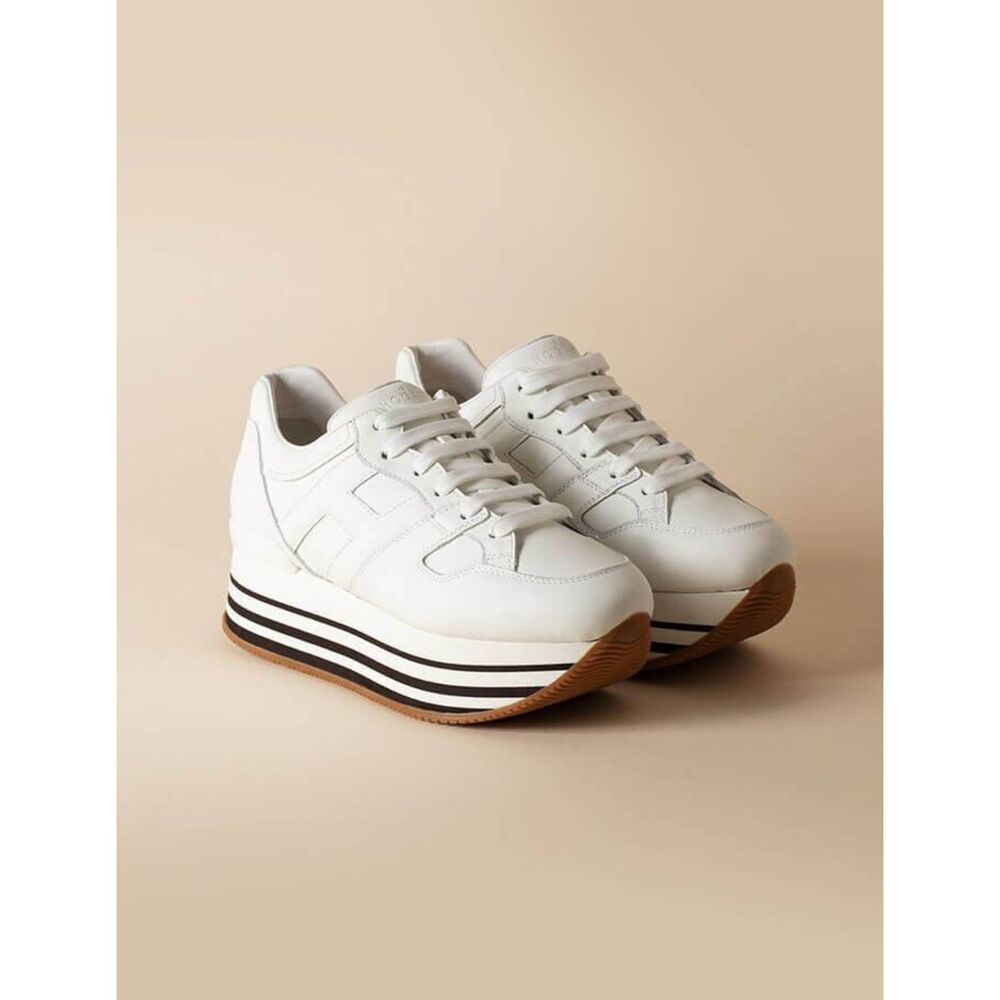 HOGAN Platform Leather Sneakers White Sz 40 (10)